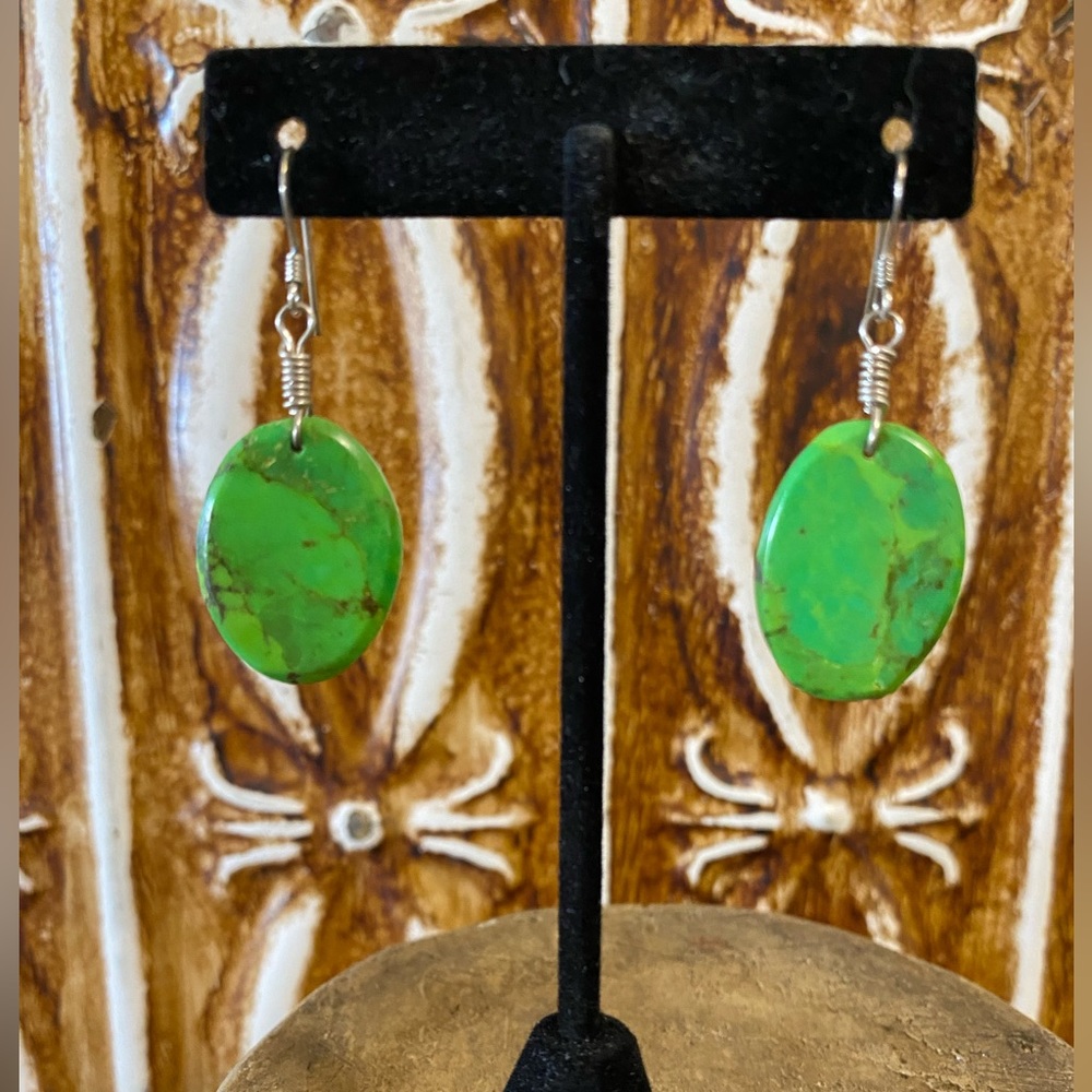 Green Mojave Turquoise Slab Earrings
